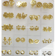 Fashion 18K Golden Filled Stainless Steel Snowflake Stud Earrings